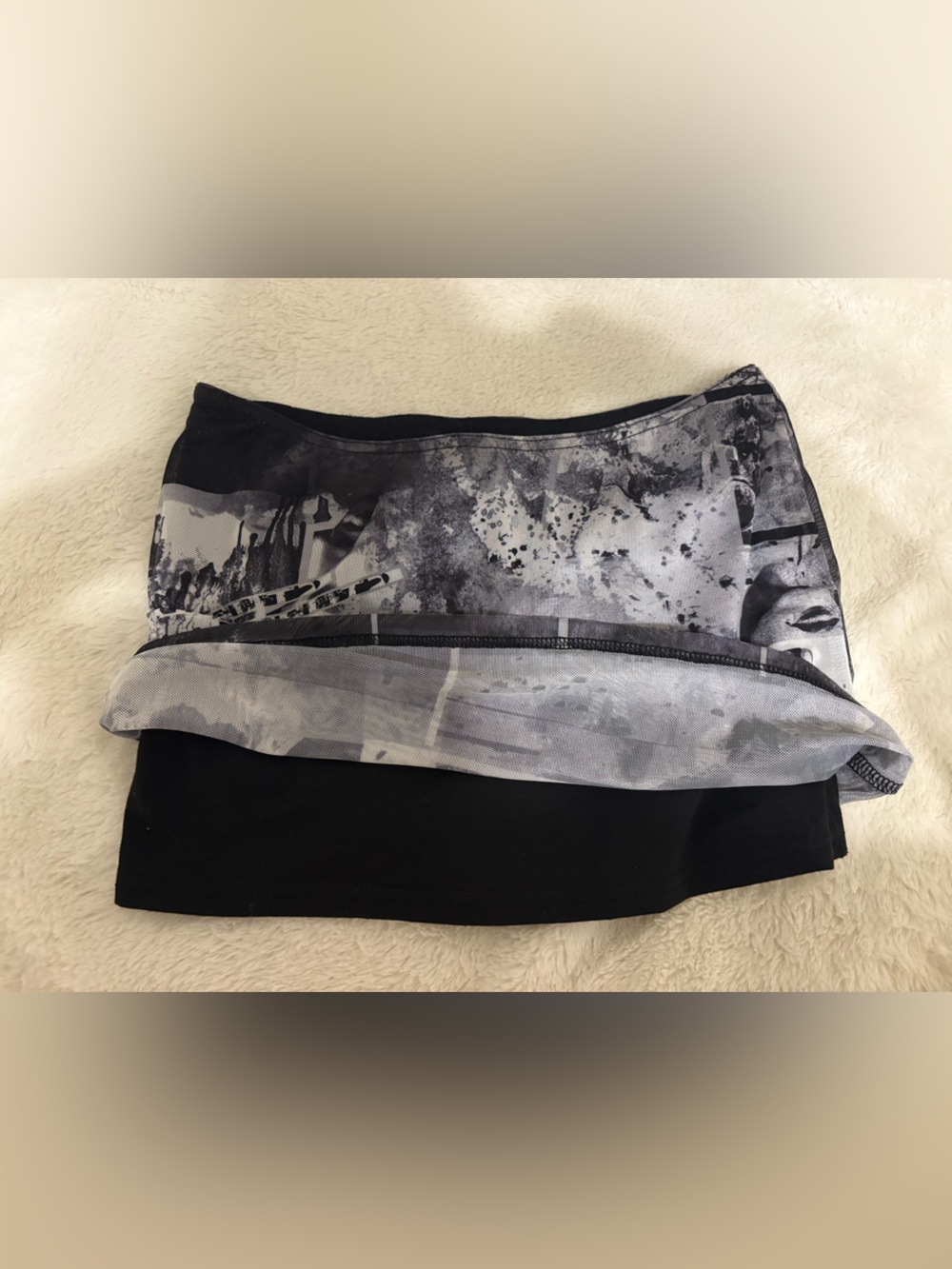 Black Printed Layered Mini Skirt - Women's Fashion Skirt